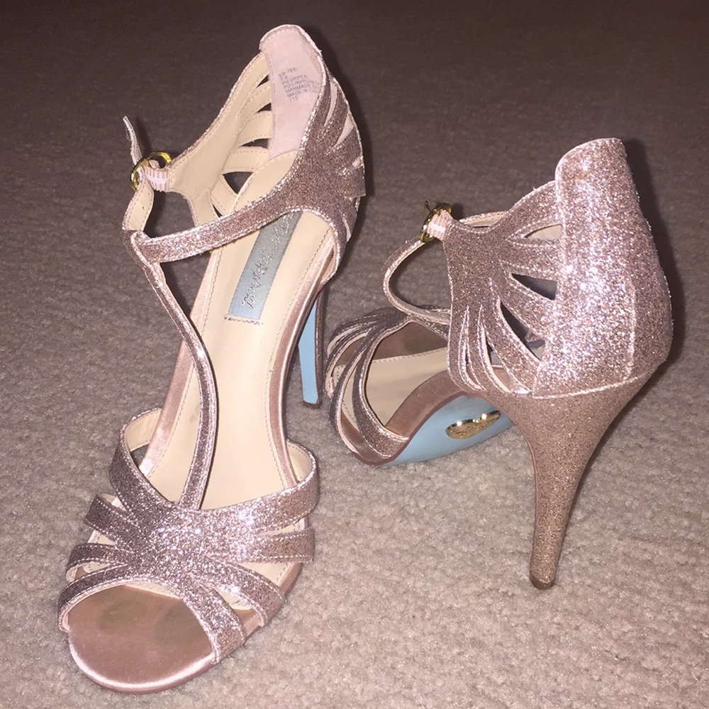 Champagne sparkly, Betsey Johnson stilettos
